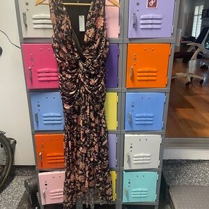 4SI3NNA Black Maxi Dress with Blush Floral Print